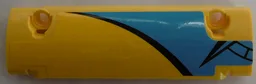 Technic, Panel Curved 11 x 3 with Black Curved Line and Compass Point on Dark Azure and Yellow Background Pattern Model Left Side (Sticker) - Set 42074