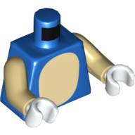 Lego Torso Tan Stomach Print, Tan Arms, White Hands / Blue