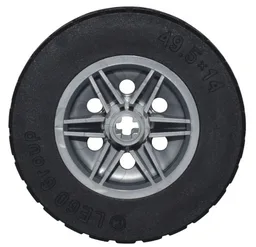 Wheel 30mm D. x 14mm with Black Tire 49.5 x 14 (56904 / 70490) / Flat Silver