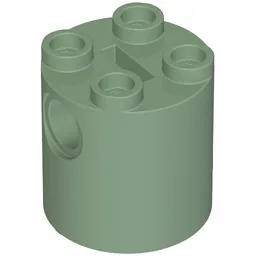 Brick Round 2 x 2 x 2 Robot Body, Axle Holder '+' Orientation / Sand Green