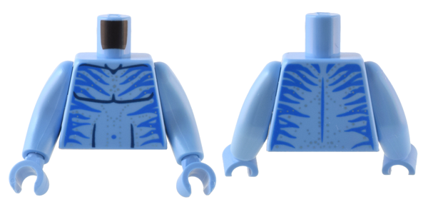 Lego Torso Na'vi with Blue Markings, Bare Chest, Silver Spots, and Blue Navel Pattern / Medium Blue Arms Long / Medium Blue Hands