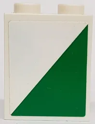 Brick 1 x 2 x 2 with Inside Stud Holder with Green Triangle Pattern Model Left Side (Sticker) - Set 60022