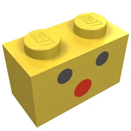 Brick 1 x 2 with Red / Black Three-Dot Face Print / Yellow