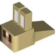 Animal Body Part, Rabbit Head Blocky with White Ears, Reddish Brown Eyes and Pink Nose Print / Tan