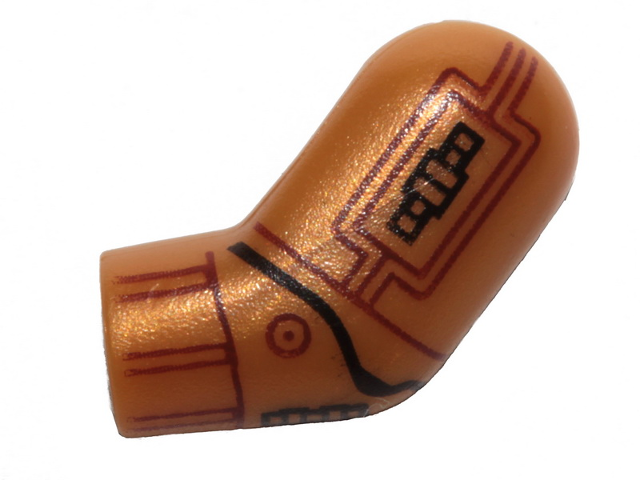 Lego Arm, Left with SW C-3PO Reddish Brown and Black Lines and Shapes Pattern