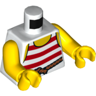 Lego Torso Vest with Red Stripes with Rope Belt Print, Yellow Arms and Hands / White