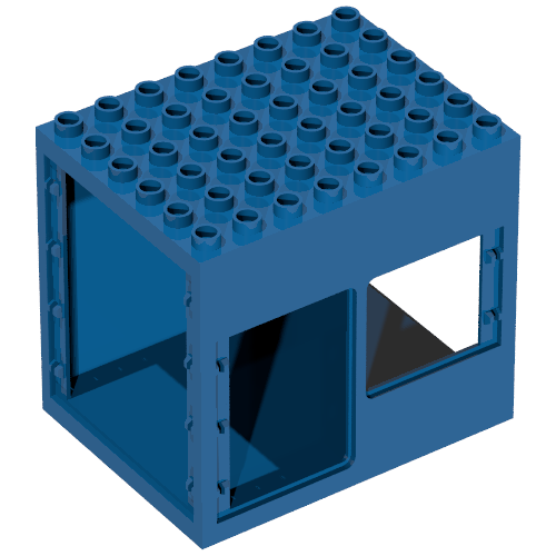 Lego Duplo Building 6 x 8 x 6 Drive Through with Door and Window Openings with 'POLICE' Print / Blue