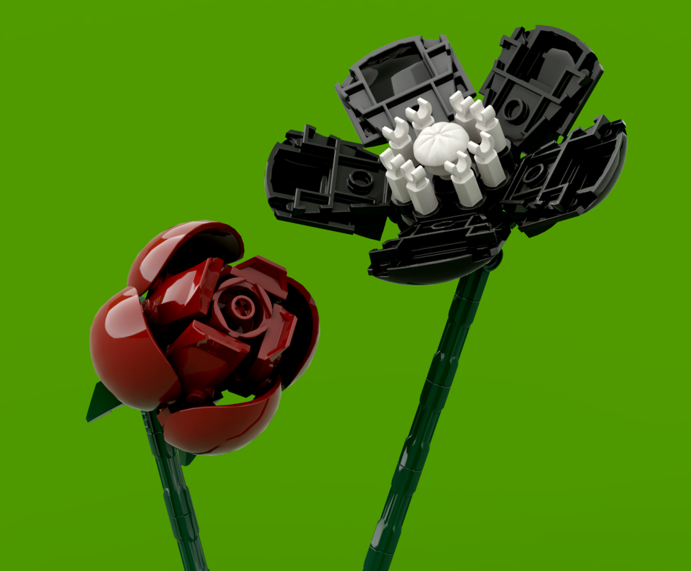 Lego Black Poppy & Burgundy Rose