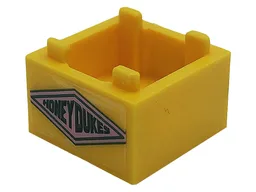 Container, Box 2 x 2 x 1 - Top Opening with Flat Inner Bottom with Dark Green 'HONEYDUKES' on Bright Pink Diamond Pattern on Both Sides (Stickers) - Set 76388