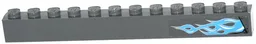 Brick 1 x 12 with Dark Azure and White Flame Pattern on Right (Sticker) - Set 70129
