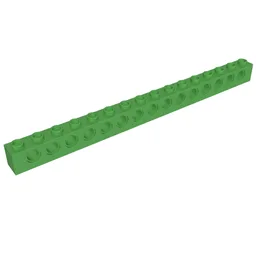 Technic Brick 1 x 16 [15 Pin Holes] / Bright Green