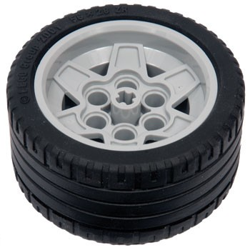 Lego Wheel 43.2mm D. x 26mm Technic Racing Small, 6 Pin Holes with Black Tire 56 x 28 ZR Street (56908 / 41897)