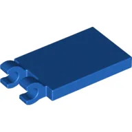 Tile Special 2 x 3 with 2 Clips without Tab between Clips / Blue
