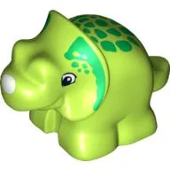 Duplo Dinosaur Triceratops Baby with Green Spots Print / Lime