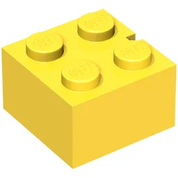 Brick 2 x 2 without Bottom Tubes, Slotted (with 1 slot) / Yellow