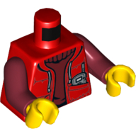 Lego Torso Jacket, Laces, Radio In Pocket, Dark Red Sweater, Collar Print, Dark Red Arms, Yellow Hands / Red