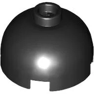 Brick Round 2 x 2 Dome Top, Blocked Open Stud, Bottom Axle Holder / Black