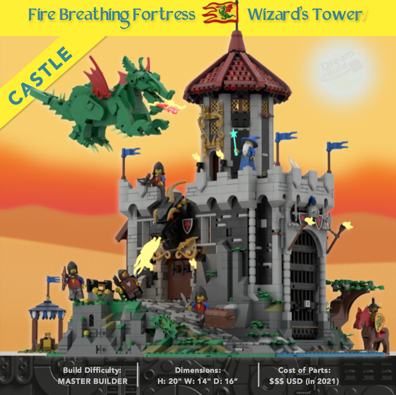 Lego Majisto's Fire Breathing Fortress Wizard Tower Castle - 31120 & 40601 Modification