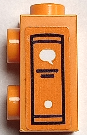 Lego Brick, Modified 1 x 1 x 1 2/3 with Studs on Side with Book Spine with White Circle and Speech Bubble, Black Lines and Outline Pattern (Sticker) - Set 41739