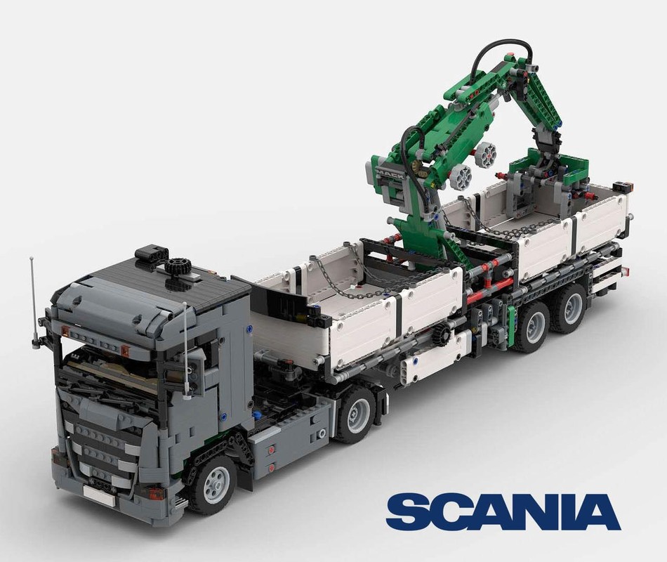Lego 42078 alternative Scania G370 With Grab Crane Trailer