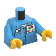 Torso Button Shirt, Collar, Octan Logo, Pen, Pocket / Octan Logo on Back Print, Medium Blue Arms, Yellow Hands / Medium Blue