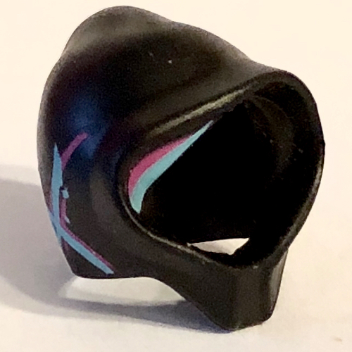 Lego Hair and Hood, Magenta and Medium Azure Markings Print / Black