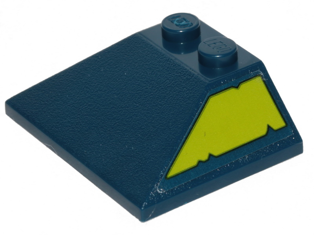 Lego Slope 45 3 x 4 Double / 33 with Lime Trapezoid with Cut Out Edges Pattern Model Right Side (Sticker) - Set 70839