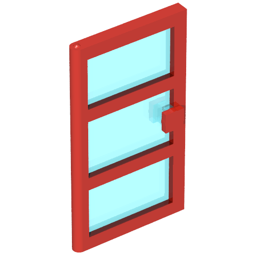 Lego Door 1 x 4 x 6 with 3 Panes with Trans-Light Blue Glass / Red