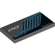 Lego Tile 2 x 4 with Door and 2.0 print / Dark Bluish Gray