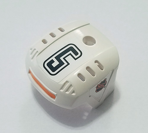 Lego Sports Hockey Helmet with NHL Logo Both Sides, Black Number 5 and Orange Stripe Pattern (Stickers) - Set 3544