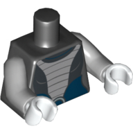 Lego Torso Light Bluish Gray Armoured Bib Print (Asajj Ventress), Light Bluish Gray Arms, White Hands / Black