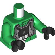 Lego Torso A-Wing Pilot Suit, Grey Vest, Black Breathing Apparatus print, Green Arms, Black Hands / Green