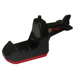 Duplo Helicopter Body without Skids, with Red Base and 'FIRE' Print / Black