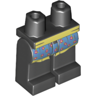 Lego Hips and Black Legs with Yellow and Blue Apron with Purple Flowers Print / Black