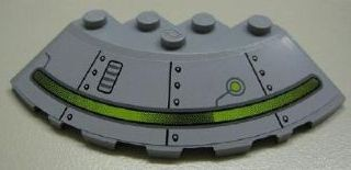 Lego Brick, Round Corner 6 x 6 with Slope 33 Edge, Facet Cutout with Alien Ship Pattern Model Right Side (Sticker) - Set 7051