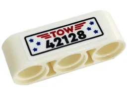 Technic, Liftarm Thick 1 x 3 with Black '42128', Blue Stars and Red 'TOW' Pattern (Sticker) - Set 42128