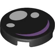 Tile Round 2 x 2 with Eye with Medium Lavender Highlight Print / Black