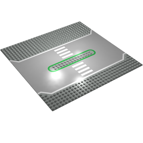 Lego Baseplate 32 x 32 Split with 2 x 14 Center Studs, White and Green Lines Print / Light Gray