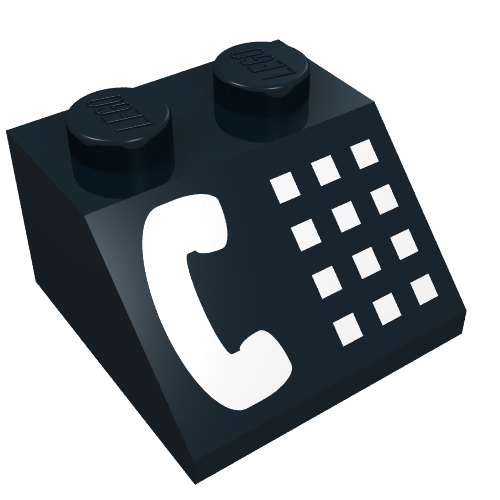 Lego Brick Sloped 45° 2 x 2 with White Phone Print / Black