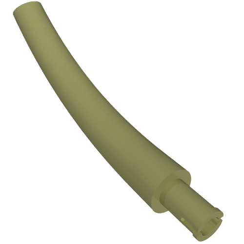 Lego Animal Body Part / Plant, Tail / Neck / Branch / Trunk, Middle Section with Pin, Round Pin Hole / Olive Green