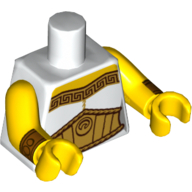 Lego Torso Toga with Gold Trim and Large Belt Print, Yellow Arms and Hands / White