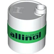 Duplo Container Oil Drum 2 x 2 x 2 with Green Band and 'ALL FOR ONE allinol' Print / White