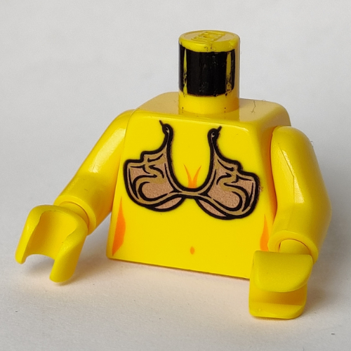 Lego Torso Bikini Top, Gold Ornate Print (Princess Leia Slave), Yellow Arms and Hands / Yellow