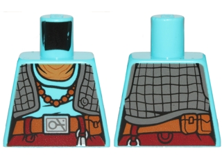 Lego Torso SW Maz Kanata with Medium Azure Undershirt and Dark Gray Quilted Vest Pattern