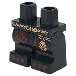 Hips and Black Medium Legs with Gold Belt, Pendants, Dark Red Lave, Claws Print / Black