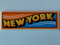 Tile 2 x 6 with 'NEW YORK' Wave on Blue and Orange Background Pattern (Sticker) - Set 40519
