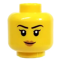 Minifig Head Falconer, Medium Nougat Lips, Determined Smile / Surprised Open Mouth Smile Print / Yellow