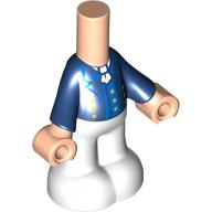 Lego Microdoll Body Pants White with Dark Blue Coat, Blue Shirt, White Tie, Nougat Hands print / Light Nougat