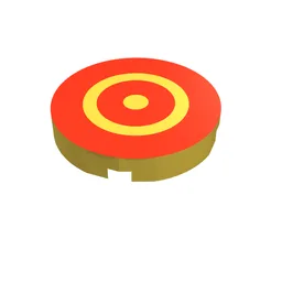 Tile Round 2 x 2 with Red Rings Print / Yellow