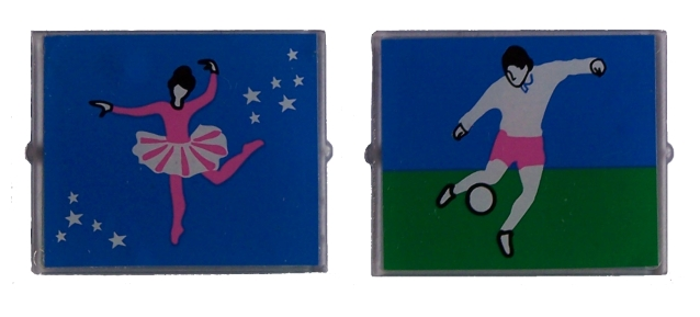Lego Glass for Window 1 x 4 x 3 with Ballerina and Soccer Player on Opposite Sides Pattern (Stickers) - Set 5890